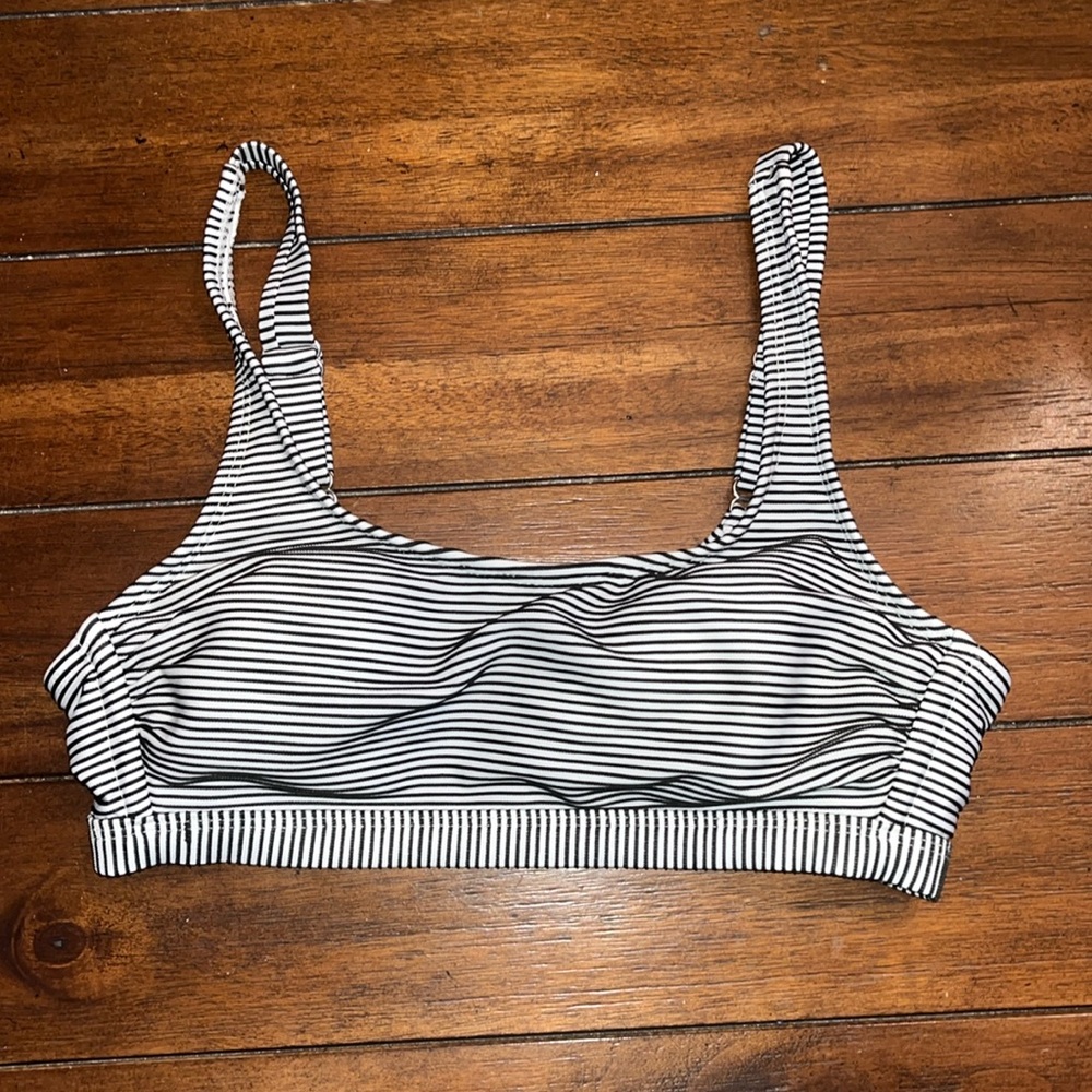 Striped Swim Top size Small- Padded w/ Adjustable straps and Double Metal Clasp